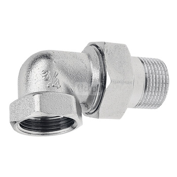 Śrubunek kątowy z uszczelką 90' FERRO, mosiądz (chrom), 5/4'' (GW x GZ)