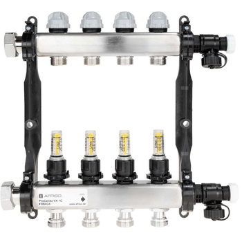 Rozdzielacz do ogrzewania podłogowego AFRISO ProCalida VA 1C 4-obieg. stal nierdzewna GZ 1'' x euroconus 3/4''
