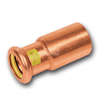 Nypel SANHA Press Gas redukcja, miedź, 15 mm x 12 mm (zz x zw)