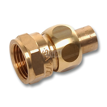 Śrubunek SANHA 4330G trzyczęściowy, brąz, 15 mm x 3/4'' (lut wewnętrzny x GW)