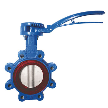 Przepustnica bezkołnierzowa SYLAX z napędem ręcznym dźwigniowym, dysk: AISI316, wykładzina: silikon, korpus: GGG40 epoksyd., Pnom 1,0 MPa, tmax=200 st.C DN 125