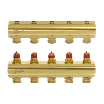 Rozdzielacz 5+5 Danfoss BIV, mosiądz