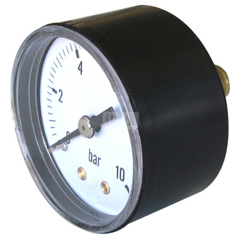 Manometr z rurką Bourdona SOCLA 3212B 0-4 bar Gwint zewnętrzny 1/4'' aksjalny fi 50 mm, obudowa z tworzywa sztucznego