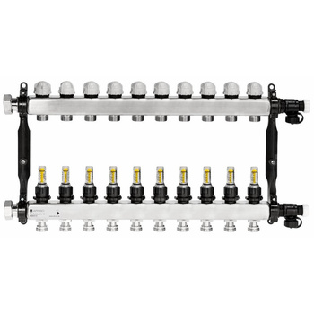 Rozdzielacz do ogrzewania podłogowego AFRISO ProCalida VA 1C 10-obieg. stal nierdzewna GZ 1'' x euroconus 3/4''