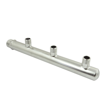 PHA-123 3-ob. rozdzielacz ze stali nierdzew. przyłączeniowy wodomierza/ciepłomierza nyplowy 1"GZx1/2"GZ (rozstaw100mm)PN10