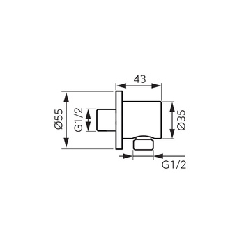 Przyłącze kątowe G1/2 do węża natryskowego, chrom