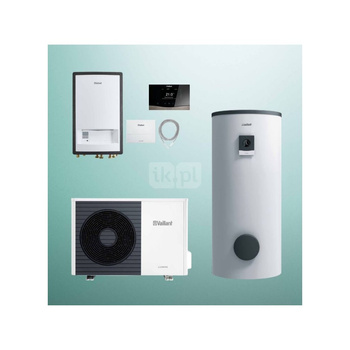 Pakiet Systemowy OZE - Pompa ciepła powietrzna powietrze-woda monoblok VAILLANT VWL 55/6A aroTHERM plus 5.4 kW 400 V + Moduł naścienny MEH 97/6 + Moduł komunikacji internetowej VR 940f + Zasobnik c.w.u. VIH RW 300/3BR + Regulator sensoCOMFORT VRC 720
