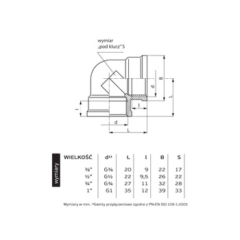 Kolano PERFEXIM 5113, mosiądz, 3/4'' (GW), PN16 bar
