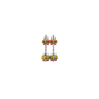 Rozdzielacz do ogrzewania podłogowego GIACOMINI R553F 6-obieg. mosiądz 1'' x GZ metryczny 18 + przepływomierz + termostat