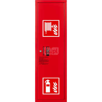 Hydrant DN 25 zawieszany boczny z miejscem na gaśnicę, wąż 30 m, zamek patent, RAL 3000 prawy