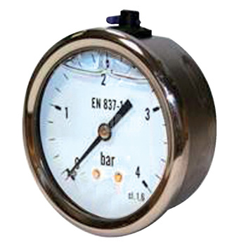 Manometr z rurką Bourdona SOCLA glicerynowy 312G 0-10 bar Gwint zewnętrzny 1/4'' aksjalny fi 50 mm, obudowa ze stali nierdzewnej