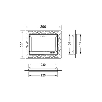 Ramka montażowa do WC, służy do montażu przycisków TECEloop/TECEsquare/TECEnow/TECEvelvet oraz TECElux mini zlicowanych z płytką ścienną, biała TECE