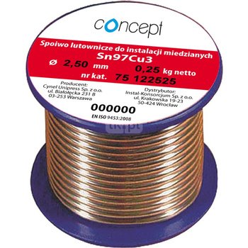 Drut lutowniczy (Sn97Cu3) Concept By CYNEL fi 2.5 mm, 100 g