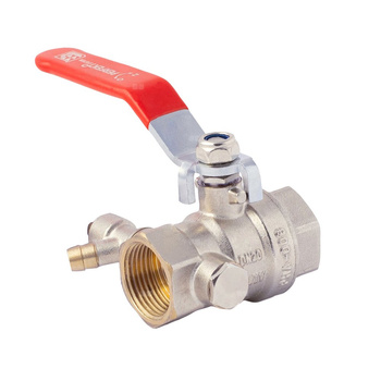 Zawór kulowy PERFEXIM PHA-008 mosiądz niklowany, PN30 1/2'' GW z zaworem spustowym, uchwyt: dźwignia