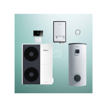 Pakiet Systemowy OZE - Pompa ciepła powietrzna powietrze-woda monoblok VAILLANT VWL 125/6A aroTHERM plus 12.2 kW 400 V + Moduł naścienny MEH 97/6 + Moduł komunikacji internetowej VR 940f + Zasobnik c.w.u. VIH RW 400/3BR + Regulator sensoCOMFORT VRC 720