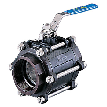 Typ X3444S - zawór odcinający kulowy z napędem ręcznym, przyłącza do wspawania gniazdowego, korpus trzyczęściowy, Pnom 6,3 MPa, tmax=200 st.C.