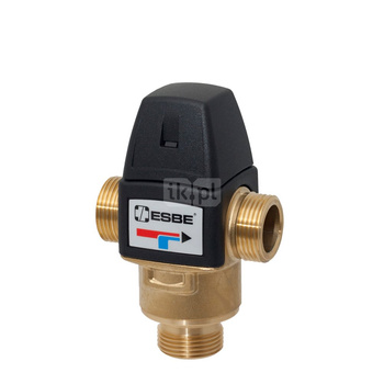 Zawór regulacyjny termostatyczny do wody ciepłej ESBE VTE312 G3/4 15-1,2 mosiądz GZ gazowy walcowy, DN 15, zakres temp. 22-28'C, Kvs 1.2 m3/h