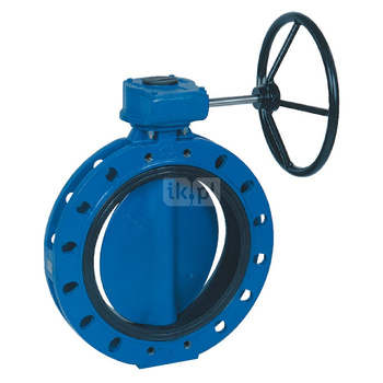 Przepustnica kołnierzowa SYLAX z przekładnią ślimakową, dysk: GGG40 epoksyd, wykładzina: EPDM, korpus: GGG40 epoksyd., Pnom 1,6 MPa, tmax=90 st.C DN 350 (PN16)