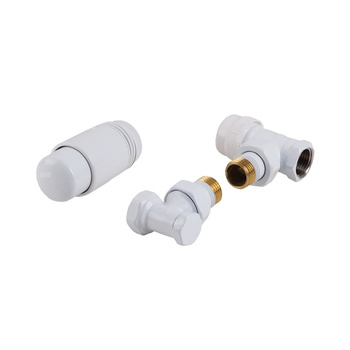 PHA-025W Komplet termostatyczny kątowy do podłączenia grzejnika (biały)