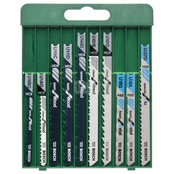 10-częściowy zestaw brzeszczotów do wyrzynarek, chwyt U U 19 BO, U 1 AO, U 111 C) U 111 D, U 144 D, U 101 B, U 101 D, U 18 G, U