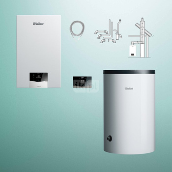Pakiet - Kocioł gazowy jednofunkcyjny VAILLANT ecoTEC plus VC 25CS/1-5 kondensacyjny wiszący 2.8 - 26.4 kW + RegulatorsensoCOMFORT 720 + Zestaw powietrzno-spalinowy szachtowy + Zasobnik c.w.uVIH R 200/6 B