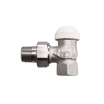 Zawór grzejnikowy termostatyczny HERZ TS-90 kątowy, połączenie 1/2'' (niklowanie) niebieski