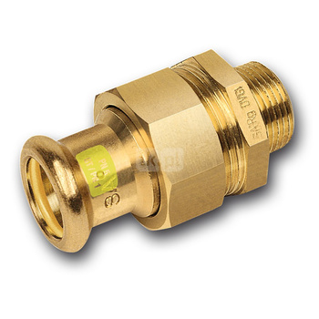 Śrubunek SANHA Press Gas trzyczęściowy, Cu, 15 mm x 1/2'' (zw x GZ)