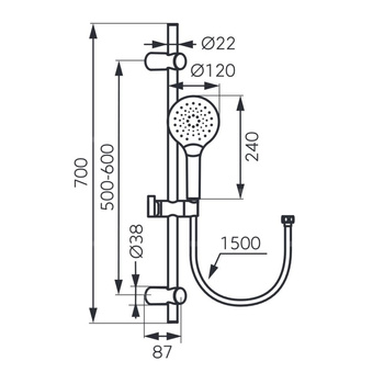 FANO LA natrysk przesuwny 3F, chrom