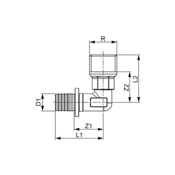 Nypel przejściowy 90' TECE flex, mosiądz, 16 mm x 1/2'' (zz x GZ)