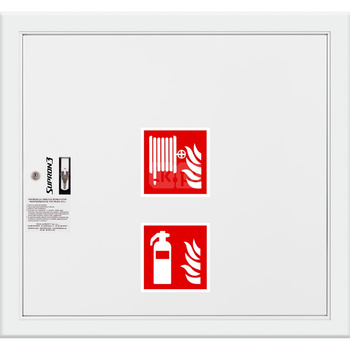 Hydrant DN 52 wnękowy ze zwijadłem, z miejscem na gaśnicę solo, wąż 15 m, zamek patent, RAL 9003