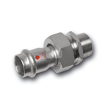 Śrubunek SANHA NiroTherm Industry z uszczelką trzyczęściowy, stal nierdzewna, 18 mm x 1/2'' (zw x GZ)