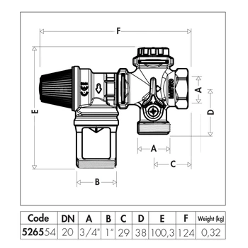 Hydrauliczna grupa bezpieczeństwa do zasobników c.w.u. DN 20 (3/4")