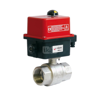 Zawór odcinający kulowy mosiężny gwintowany typ 213 z napędem elektrycznym 24V AC/DC, Pnom=1.6MPa, Tmax=120C 1 1/2"