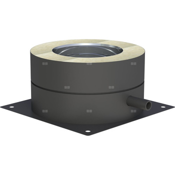 Płyta fundamentowa fi 130mm z odpływem skroplin w bok lakierowana na czarno w bok lakierowana na czarno