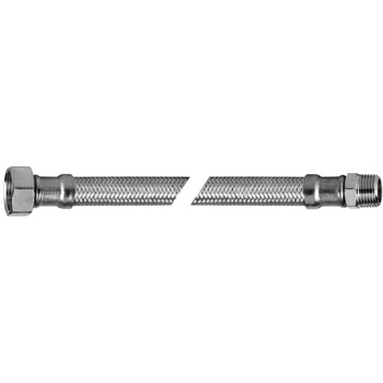 Wąż elastyczny przyłączeniowy QIK stal nierdzewna, 1/2'' x 12 mm x 1/2'', dł. 800 mm, GW x GZ z oplotem