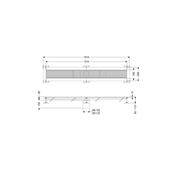 Odpływ rynnowy Ferrofix Express,158x1550x58mm, sys.125