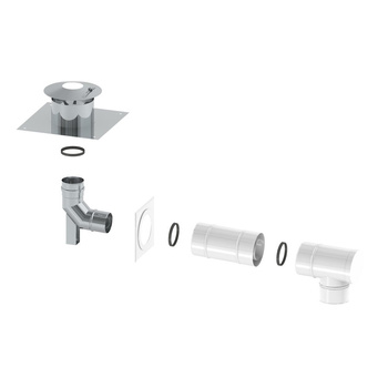 CONCEPT Trójnik powietrzno-spalinowy 87° - rewizyjny z rozszerzeniem Ø 60/100 - Ø 80/125