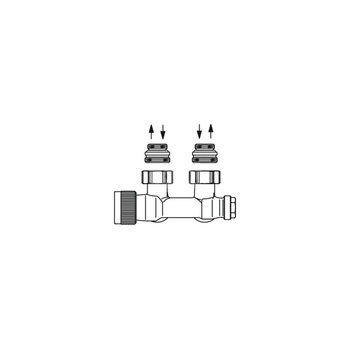 Multiblock T, przyłącze jedno- lub dwururowe, z nastawą wstępną, kątowe, z nyplem 1/2