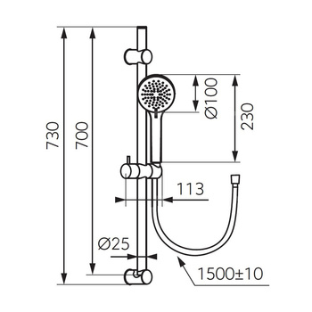 RILLO natrysk przesuwny, jasno złoty