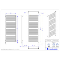 Grzejnik elektryczny (suszarka) INSTAL-PROJEKT PIKO ELECTRO, wym. 1329 (1434 z grzałką)/530 mm, kolor czarny mat,  moc 600 W