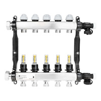 Rozdzielacz do ogrzewania podłogowego AFRISO ProCalida VA 1C 5-obieg. stal nierdzewna GZ 1'' x euroconus 3/4''