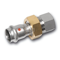 Śrubunek SANHA NiroTherm Press z uszczelką i nakrętką z mosiądzu trzyczęściowy, stal nierdzewna, 22 mm x 1'' (zw x GW)