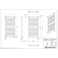 Grzejnik elektryczny (suszarka) INSTAL-PROJEKT FRAME ELECTRO, wym. 1075 (1180 z grzałką)/500 mm, kolor czarny mat,  moc 600 W