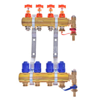 Rozdzielacz do ogrzewania podłogowego QIK Optimo BASIC III - RMSZT-2-50 16-obieg. mosiądz GW 1'' x GZ 3/4'' + przepływomierz