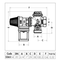 Hydrauliczna grupa bezpieczeństwa do zasobników c.w.u.  DN 20 (3/4")