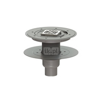 Wpust KESSEL Classic z 1 przyłączem DN 70, odpływ pionowy (zdejmowany), kratka 95x95mm stal nierdzewna