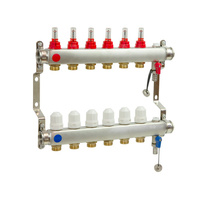 PHA-127/1/S 10-obwodowy PN6 Rozdzielacz ze stali nierdzewnej z odpowietrznikiem ręcznym do ogrzewania podłogowego