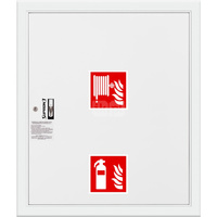 Hydrant DN 25 FIT wnękowy z miejscem na gaśnicę pod zwijadłem, wąż 20 m, zamek patent, RAL 9003