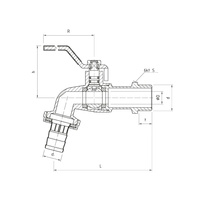 Zawór kulowy PERFEXIM 3102 mosiądz niklowany czerpalny, PN10 1'' GZ x przyłącze do węża, uchwyt: dźwignia