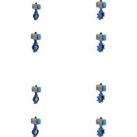Przepustnica bezkołnierzowa SYLAX z napędem pneumatycznym SOCLA jednostronnego działania (ciśnienie powietrza zasilającego 6 bar), dysk: AISI316, wykładzina: EPDM, korpus: GG25 epoksyd., Pnom 0,6 MPa, tmax=120 st.C DN 100